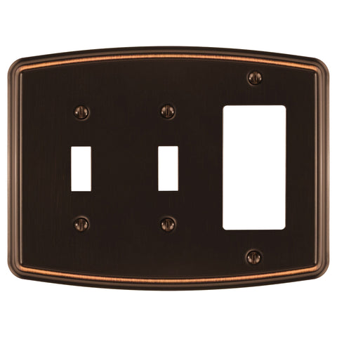 Irvine Aged Bronze - 2 Toggle/1 Rocker Wallplate