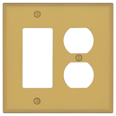 Oxford Brushed Gold - 2 Toggle/1 Rocker Wallplate