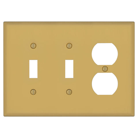 Oxford Brushed Gold - 2 Toggle/1 Duplex Wallplate