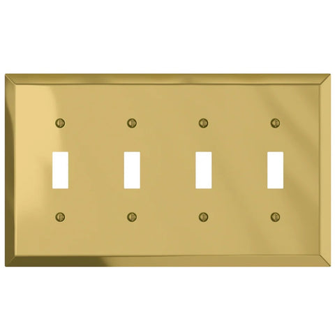 Century Polished Brass Steel - 4 Toggle Wallplate