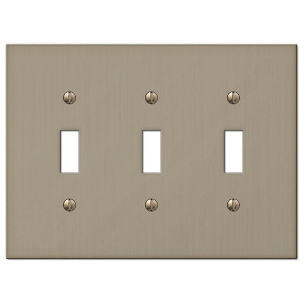 Elan Brushed Bronze Cast - 3 Toggle Wallplate