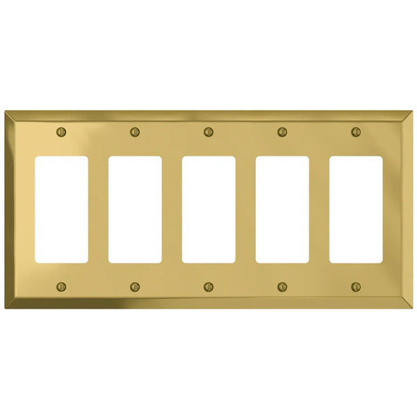 Century Polished Brass Steel - 5 Rocker Wallplate