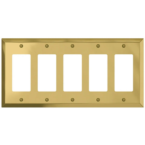 Century Polished Brass Steel - 5 Rocker Wallplate