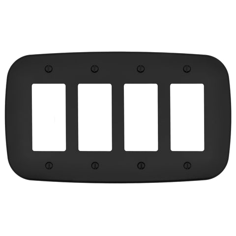 Fresno Matte Black - 4 Rocker Wallplate