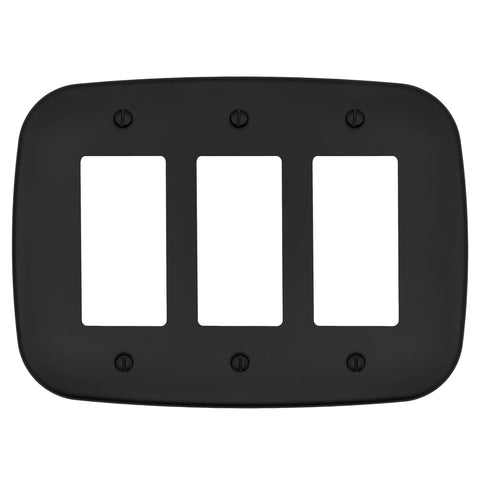 Fresno Matte Black - 3 Rocker Wallplate