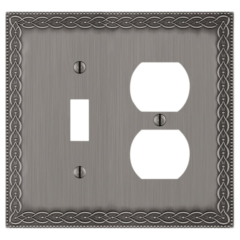 Belair Antique Nickel - 1 Toggle/1 Duplex Wallplate