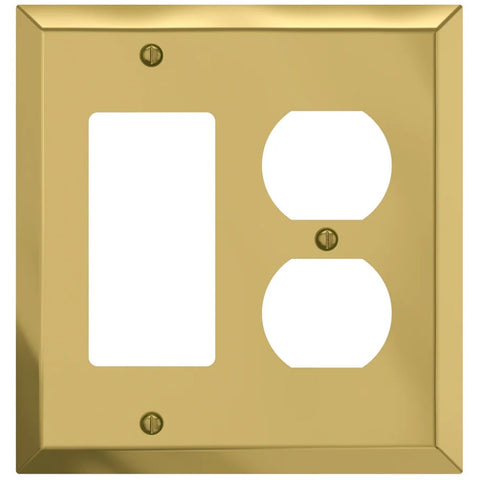 Century Polished Brass Steel - 1 Rocker / 1 Duplex Wallplate