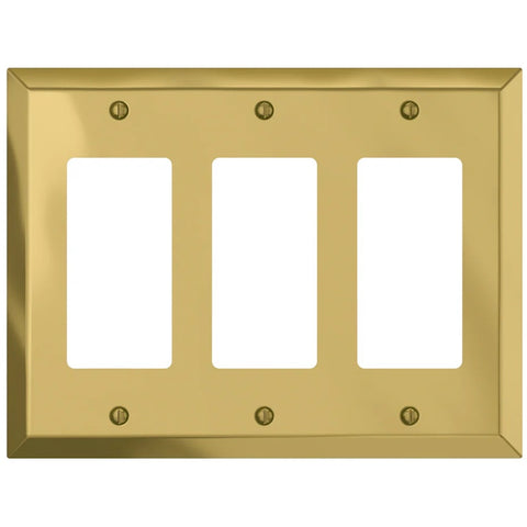 Century Polished Brass Steel - 3 Rocker Wallplate