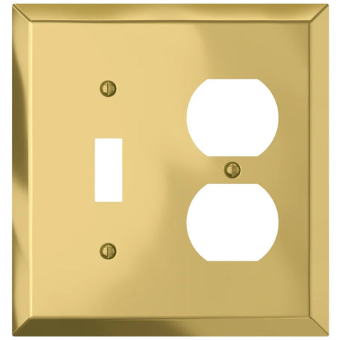 Century Polished Brass Steel - 1 Toggle / 1 Duplex Wallplate