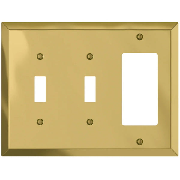 Century Polished Brass Steel - 2 Toggle / 1 Rocker Wallplate