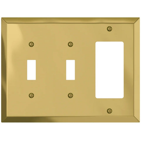 Century Polished Brass Steel - 2 Toggle / 1 Rocker Wallplate