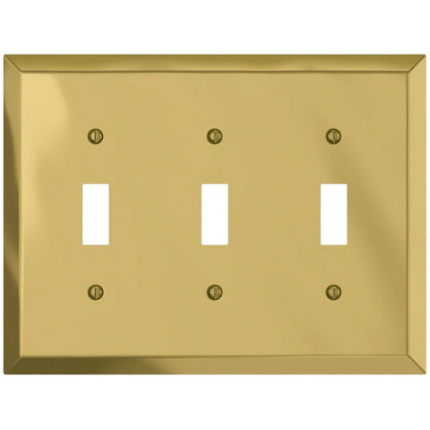 Century Polished Brass Steel - 3 Toggle Wallplate