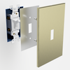 Screwless Oversized Brushed Gold - 1 Rocker/1 Duplex Wallplate