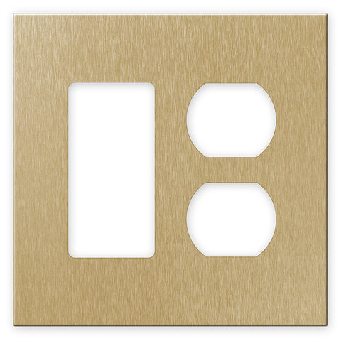 Screwless Brushed Gold - 1 Rocker/1 Duplex Wallplate