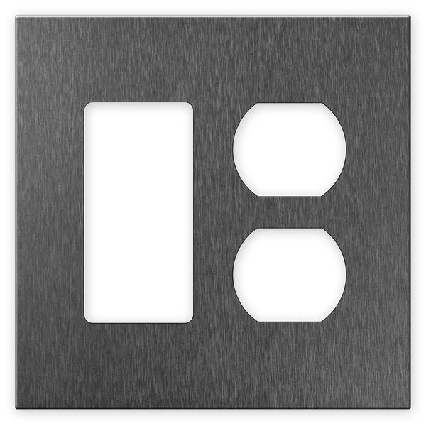 Screwless Brushed Gray - 1 Rocker/1 Duplex Wallplate