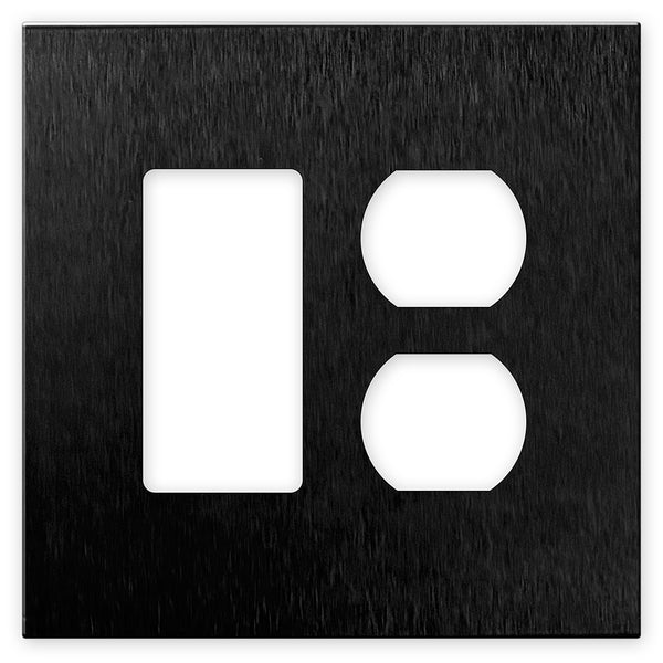 Screwless Oversized Brushed Black - 1 Rocker/1 Duplex Wallplate