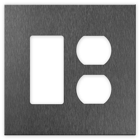 Screwless Oversized Brushed Gray - 1 Rocker/1 Duplex Wallplate