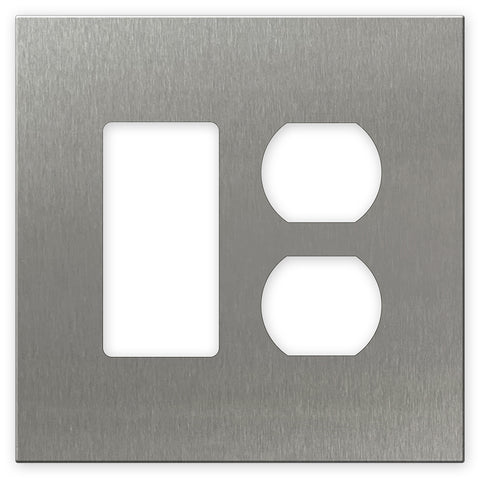 Screwless Oversized Stainless Steel - 1 Rocker/1 Duplex Wallplate