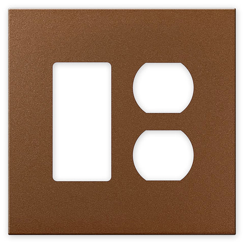 Screwless Oversized Brushed Copper - 1 Rocker/1 Duplex Wallplate