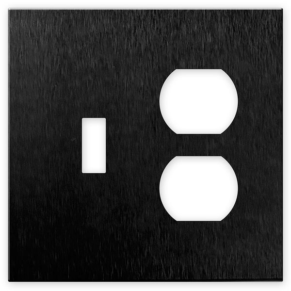 Screwless Brushed Black - 1 Toggle/1 Duplex Wallplate