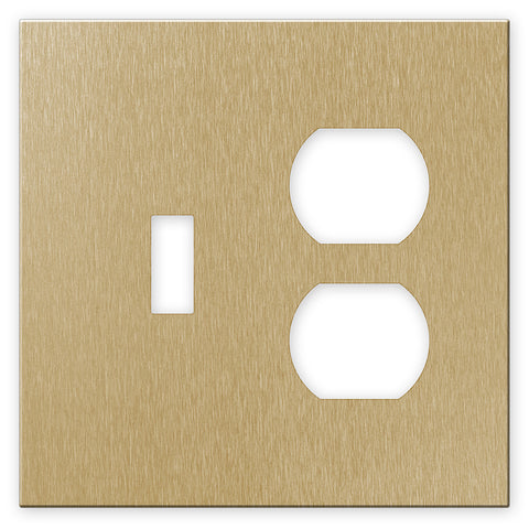 Screwless Brushed Gold - 1 Toggle/1 Duplex Wallplate