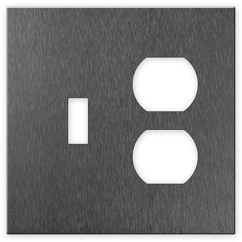 Screwless Brushed Gray - 1 Toggle/1 Duplex Wallplate