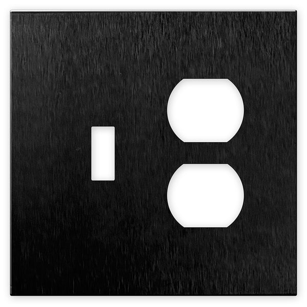 Screwless Oversized Brushed Black - 1 Toggle/1 Duplex Wallplate