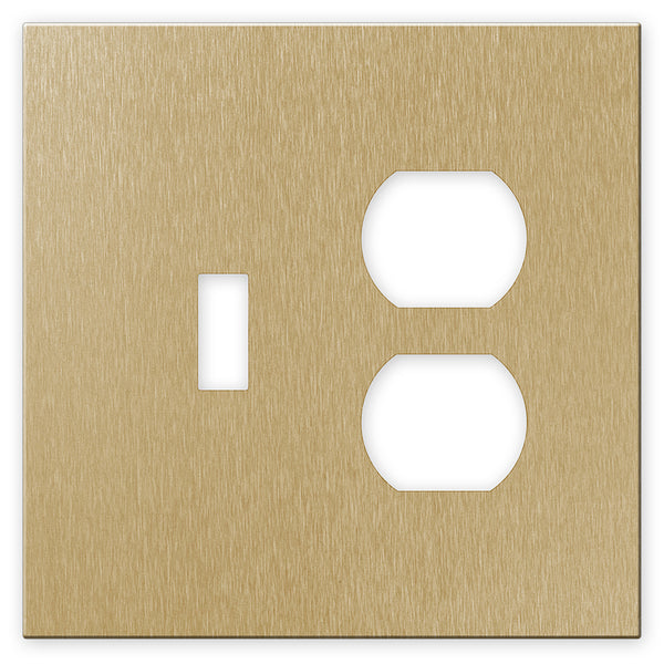 Screwless Oversized Brushed Gold - 1 Toggle/1 Duplex Wallplate