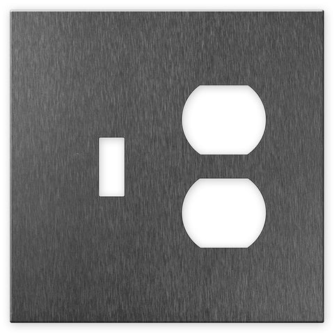 Screwless Oversized Brushed Gray - 1 Toggle/1 Duplex Wallplate