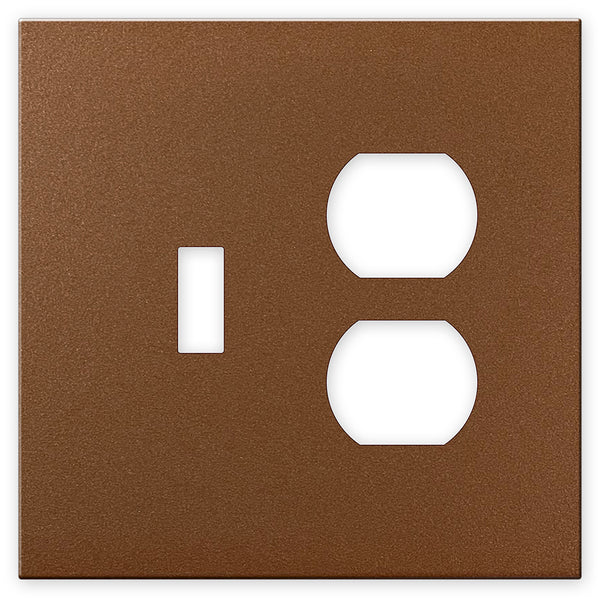 Screwless Oversized Brushed Copper - 1 Toggle/1 Duplex Wallplate