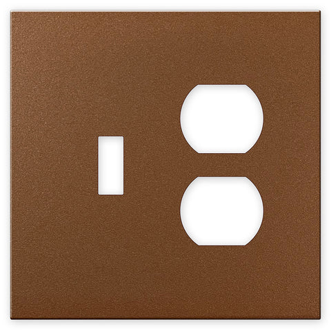 Screwless Oversized Brushed Copper - 1 Toggle/1 Duplex Wallplate