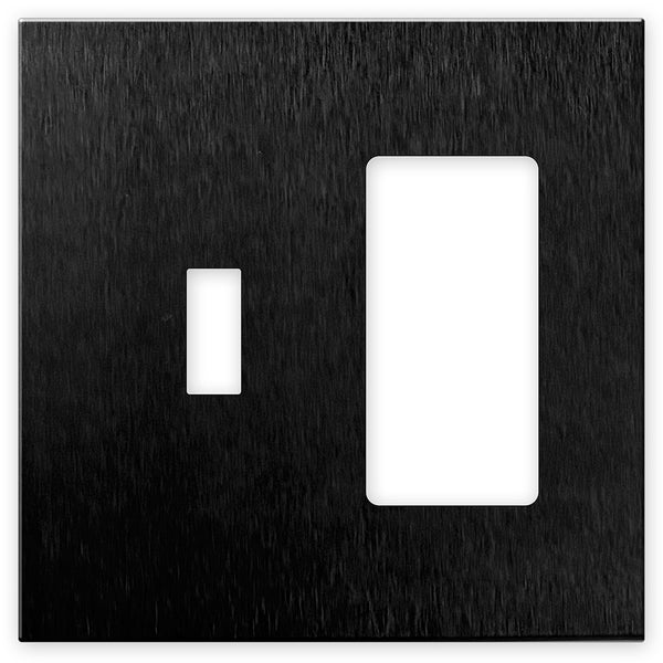 Screwless Brushed Black - 1 Toggle/1 Rocker Wallplate