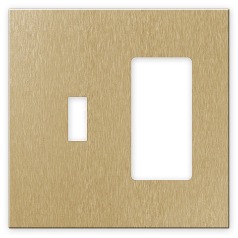 Screwless Brushed Gold - 1 Toggle/1 Rocker Wallplate
