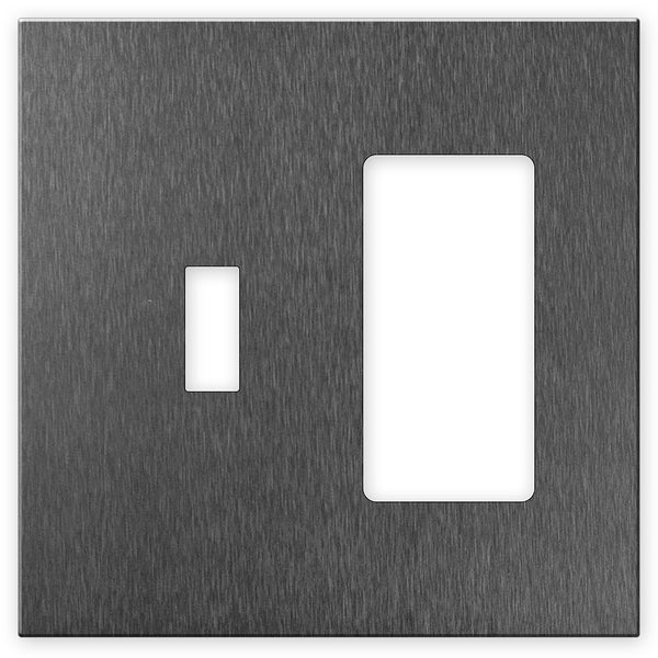 Screwless Brushed Gray - 1 Toggle/1 Rocker Wallplate