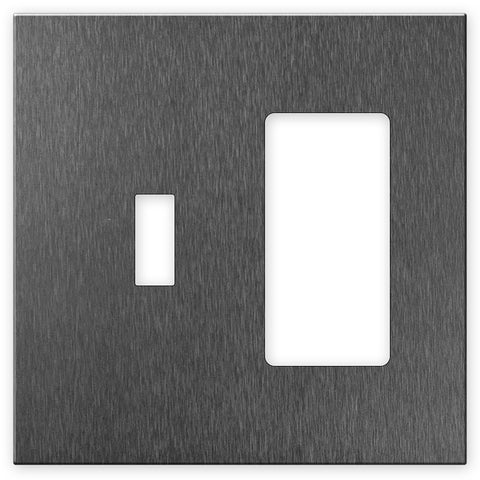 Screwless Brushed Gray - 1 Toggle/1 Rocker Wallplate