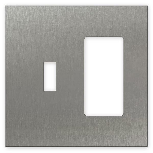 Screwless Stainless Steel - 1 Toggle/1 Rocker Wallplate