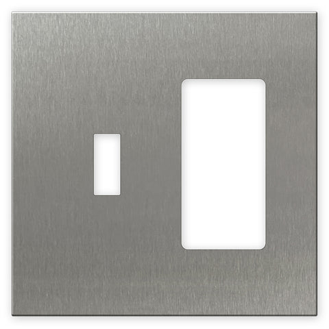 Screwless Stainless Steel - 1 Toggle/1 Rocker Wallplate