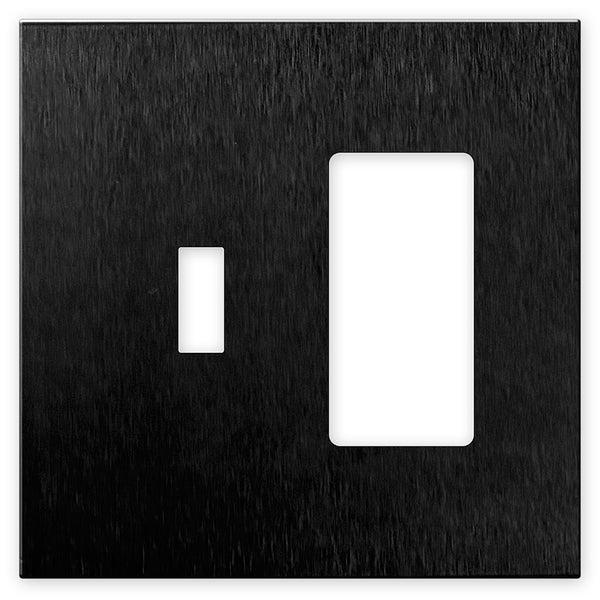 Screwless Oversized Brushed Black - 1 Toggle/1 Rocker Wallplate