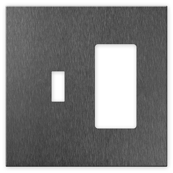 Screwless Oversized Brushed Gray - 1 Toggle/1 Rocker Wallplate