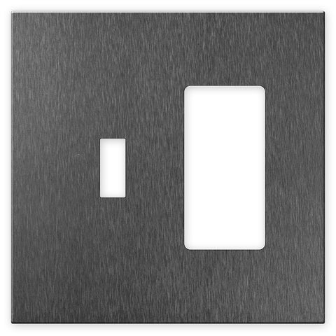 Screwless Oversized Brushed Gray - 1 Toggle/1 Rocker Wallplate