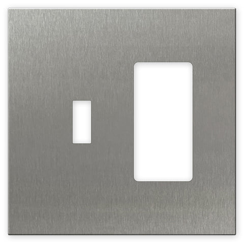 Screwless Oversized Stainless Steel - 1 Toggle/1 Rocker Wallplate
