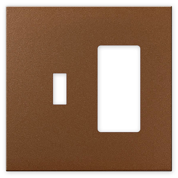 Screwless Oversized Brushed Copper - 1 Toggle/1 Rocker Wallplate