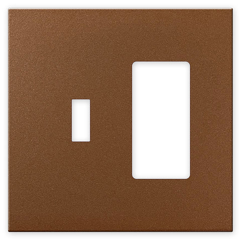 Screwless Oversized Brushed Copper - 1 Toggle/1 Rocker Wallplate