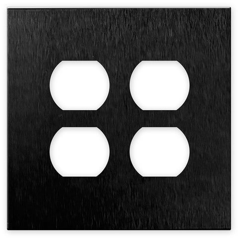 Screwless Oversized Brushed Black - 2 Duplex Wallplate