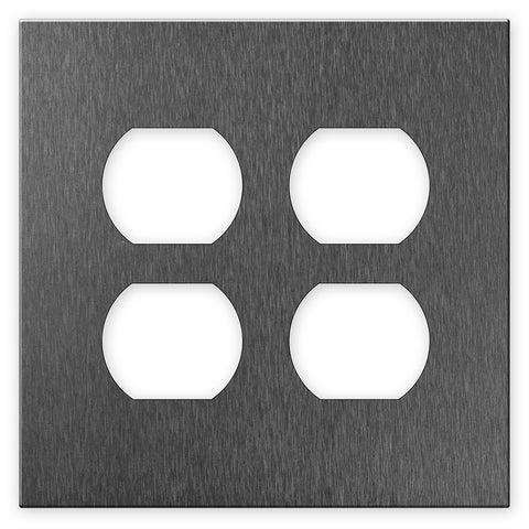 Screwless Brushed Gray - 2 Duplex Wallplate