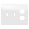 Screwless White - 2 Toggle/1 Duplex Wallplate