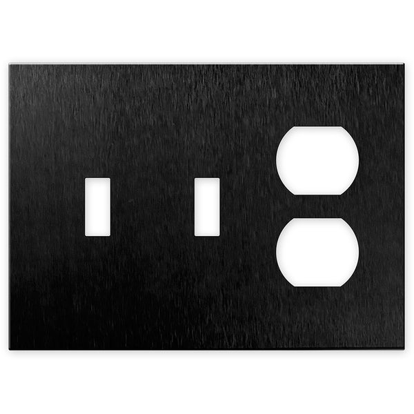 Screwless Brushed Black - 2 Toggle/1 Duplex Wallplate