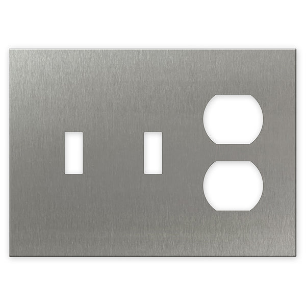 Screwless Stainless Steel - 2 Toggle/1 Duplex Wallplate