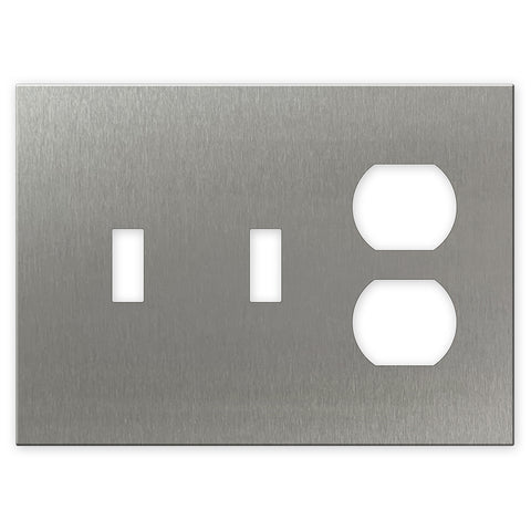 Screwless Stainless Steel - 2 Toggle/1 Duplex Wallplate