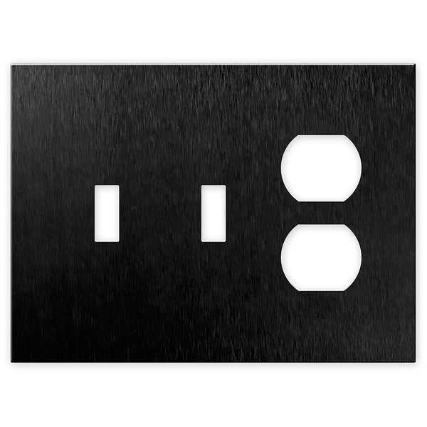 Screwless Oversized Brushed Black - 2 Toggle/1 Duplex Wallplate